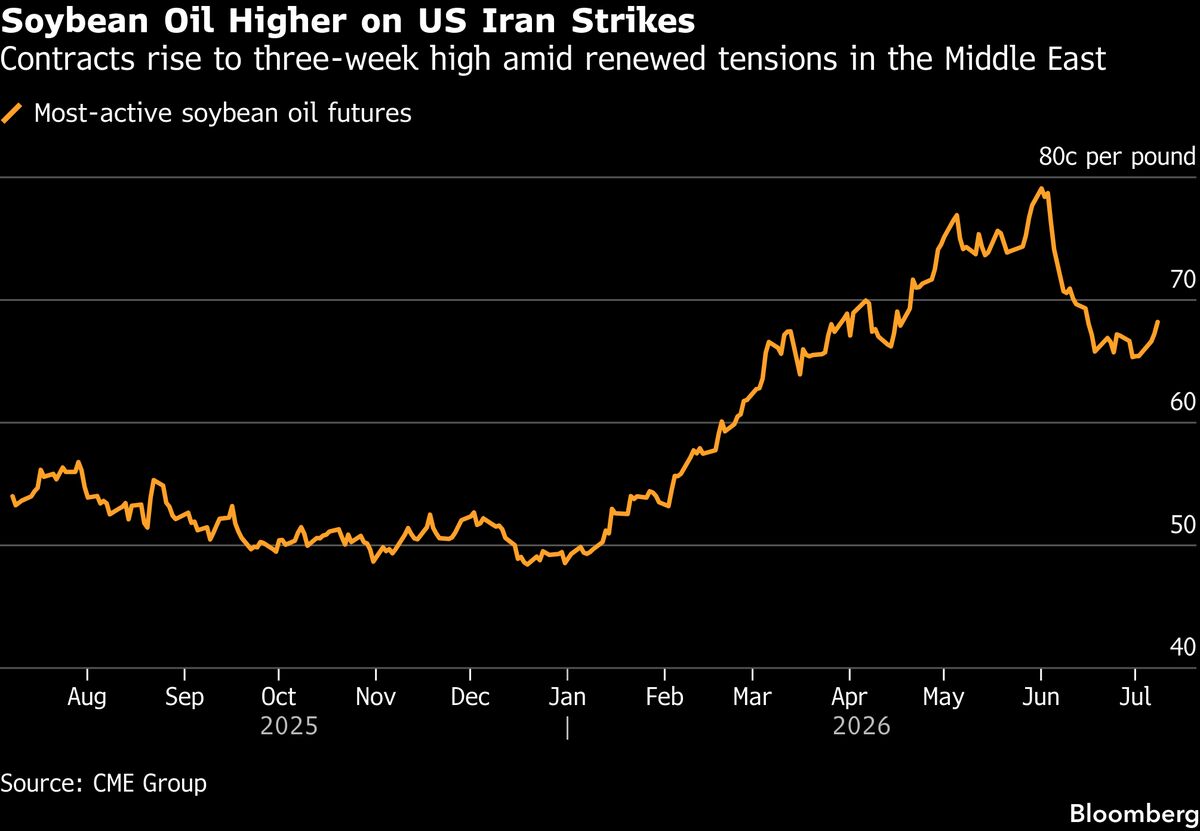 Soybean Oil Hits Three-Week High on Renewed US, Iran Tensions